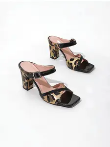 Elegant Women's Chunky Heel Square Toe Open Toe High Heel Sandals, Comfortable Fashion Versatile Party Footwear Shoes for All Occasions