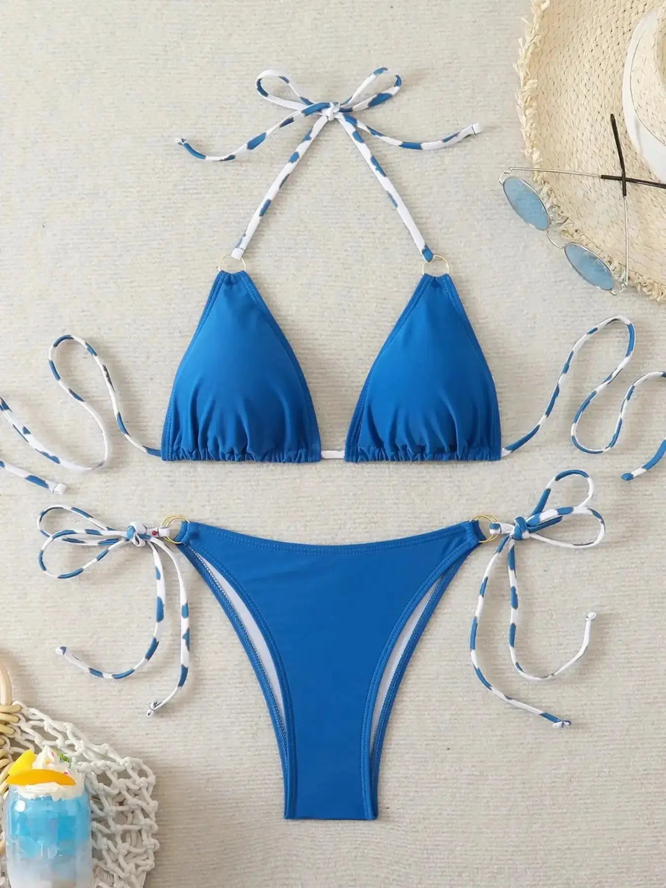 Women's Fashion Two-Piece Bikini Set, Stylish Swimsuit for Beach & Pool, Comfortable and Sexy Swimwear for Summer, Tie Back Bikinis, Boho Style, Summer Love, Beach Babe, Modern Design, Everyday Essential