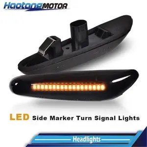 CROSSDESIGN Fits BMW 325i 328i Smoked LED Side Marker Light Sequential Turn Signal Lamp