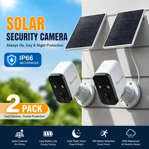 2pcs Solar-Powered Outdoor Wireless Security Camera, 5MP Ultra-HD Image Quality, IP66 Waterproof & Dustproof, AI Human Motion Detection + Precise App Alerts, Two-Way Audio, 2.4GHz Wi-Fi, Supports Cloud Storage, Smart Night Vision .【Nkccnur】