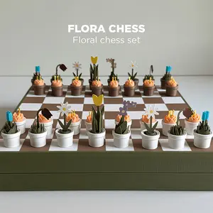 Floral Chess Set – Minimalist Flower-Inspired Board Game, Aesthetic Design, 3D Printed