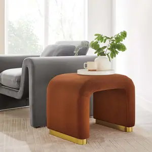 Modway Koda Performance Velvet Waterfall Stool in Brass Rust