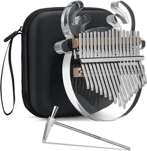 LEKATO Reindeer Kalimba, Thumb Piano, 17 Keys Engraved Crystal Acrylic Kalimba, Clear Transparent Finger Piano, with Protective Case, Musical Instruments Gifts for Kids