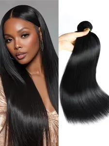 4PCS A4-ST Natural Black Straight Human Hair Bundles, Brazilian Hair Weave