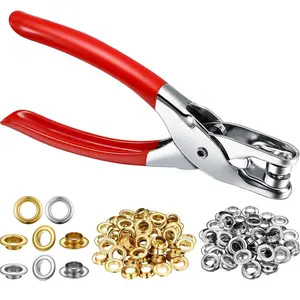 301 Pcs Grommet Eyelet Pliers Tool Kit, Fabric Leather Hole Eyelets and Grommets Punch Pliers with 300 Metal Eyelets for Belt Shoes Cloths