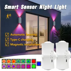 Smart RGB Motion Sensor Night Light, Magnetic LED Wall Sconce, USB Rechargeable Dimmable Ambient Lighting for Bedroom, Hallway, Stairs, Wardrobe, Entryway Home Decor