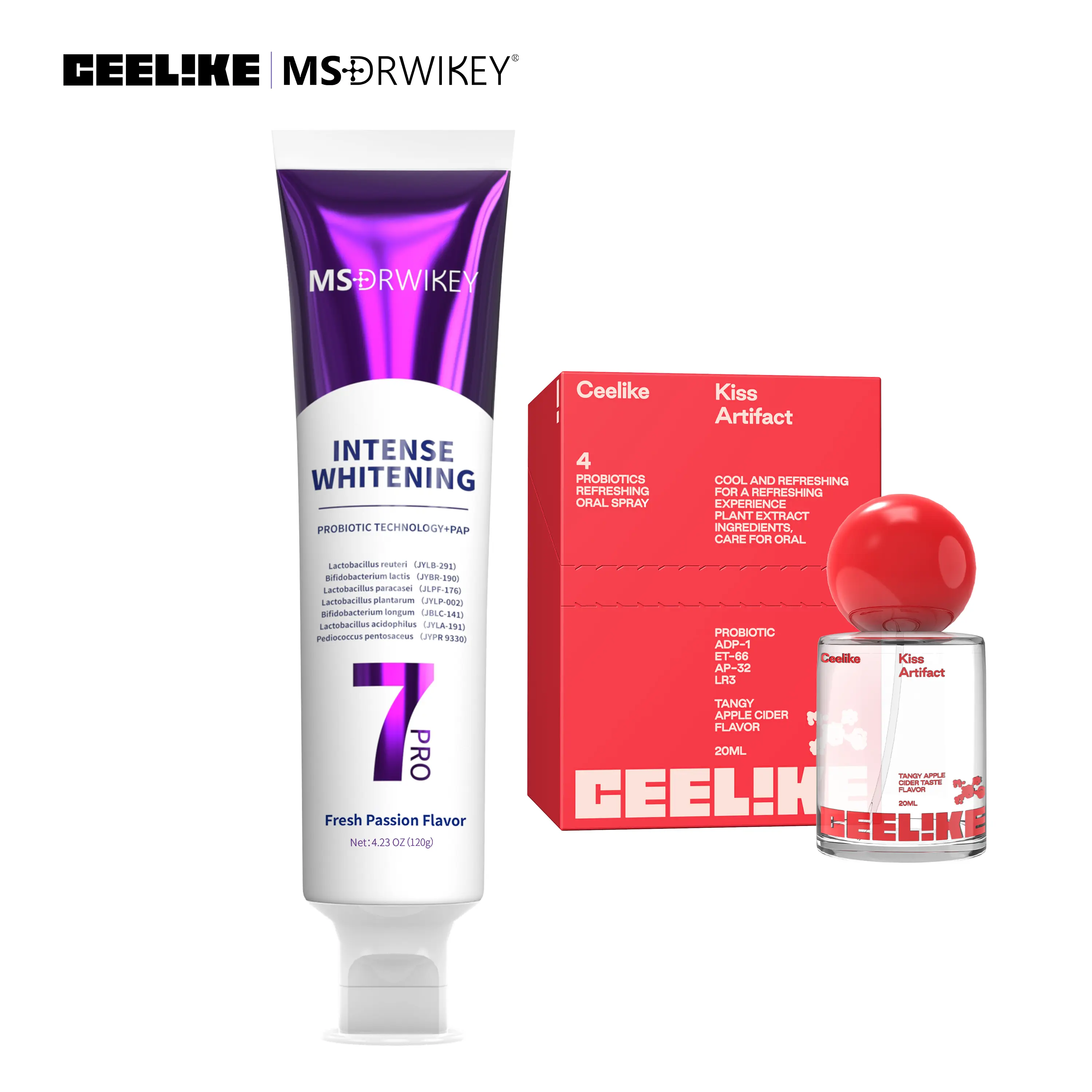 MSDRWIKEY | CEELIKE Toothpaste + Apple Vinegar-Flavored Mouth Spray Combo - Daily Oral Freshness Care Set