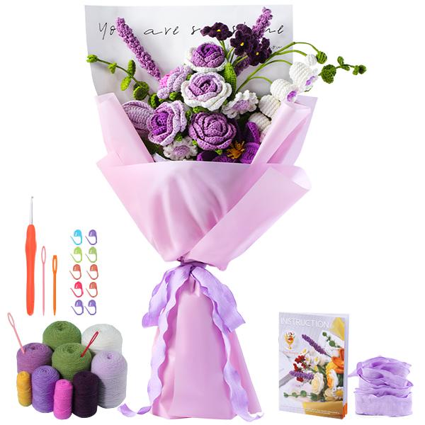 Hand-crocheted flower bouquets, complete with detailed instructions, make the perfect gift for Mother’s Day or Valentine’s Day,Beginner-Friendly Knitting Kit Hand-crocheted flower bouquets, complete with detailed instructions, make the perfect gift for Mother’s Day or Valentine’s Day,Beginner-Friendly Knitting Kit