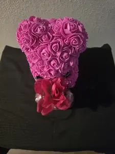 Hugs and Kisses Gift Set - Faux Rose Teddy Bear & Heart-Shaped Jar with Hershey's Kisses & Heart-Shaped Chocolates for Any Occasion