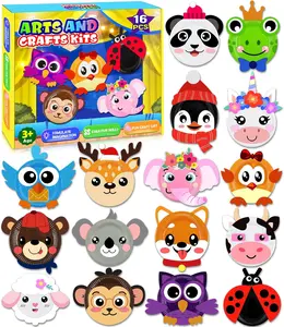 Kids' 16-Pack Animal Paper Plate Art Kit, Creative DIY Unisex Craft Set for Ages 3-6, Educational Arts & Crafts Birthday Party Favor Gift