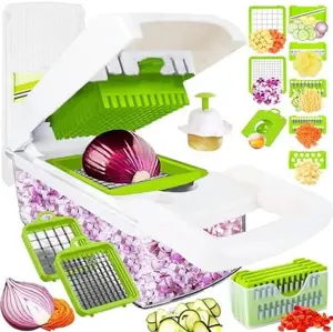Pro-Series 16-in-1 Vegetable Chopper Dewpeton Mandoline Slicer with Container Veggie Chopper Food Chopper for Onion Salad Home Essential Gadget Kitchen