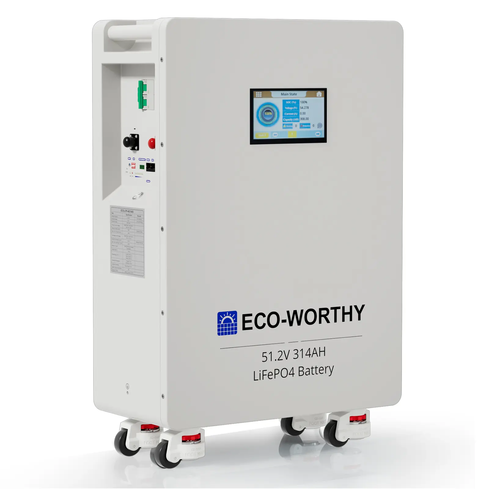 ECO-WORTHY 48V 314Ah (V1) LiFePO4 Lithium Battery, 16.1kWh High Capacity Energy Storage with Breakers RS485/CAN/RS232 for home