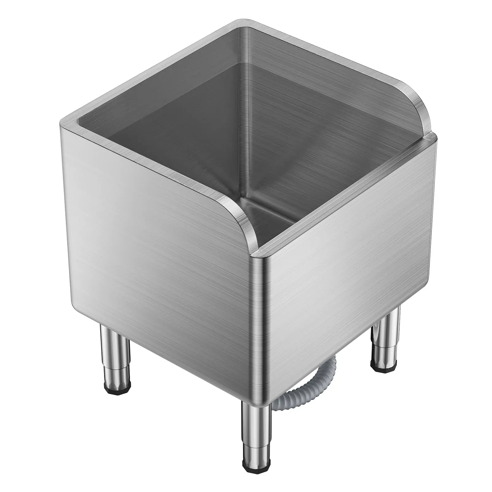 Freestanding Stainless Steel Mop Sink - Adjustable, Waterproof, Anti-Corrosion Commercial Service Basin with Brushed Finish, High Barrier Design, Dirt Draining Detachable Filter Basket for Kitchen, Restaurant Spaces (45x41x55cm)