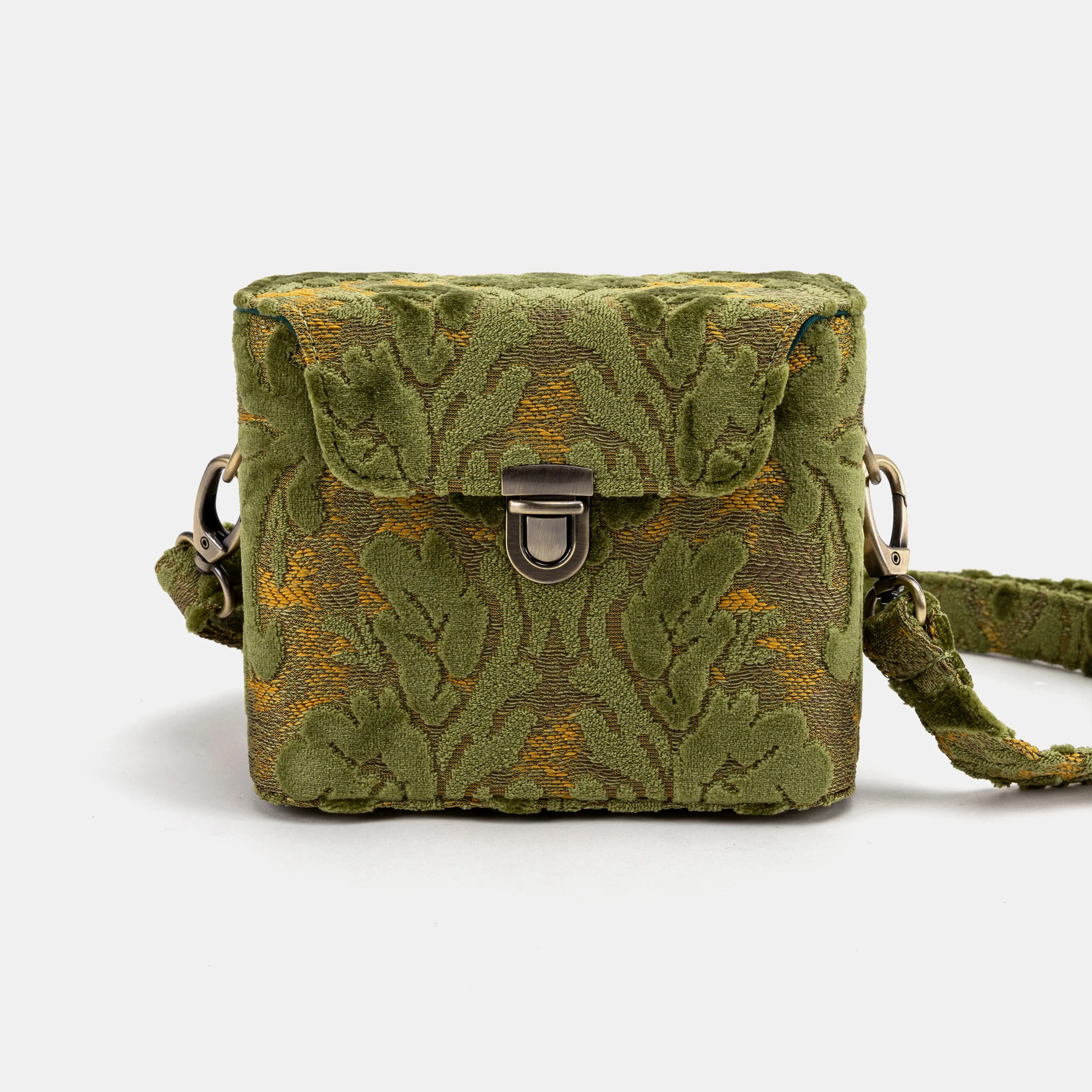 Burnout Velvet Fern Green Emma Small Train Case Crossbody