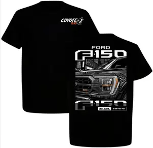 Ford F150 Coyote 5.0 engine graphic t-shirt for truck enthusiasts-men's black pickup truck tee-automotive fan apparel-premium short sleeve cotton shirt with iconic design
