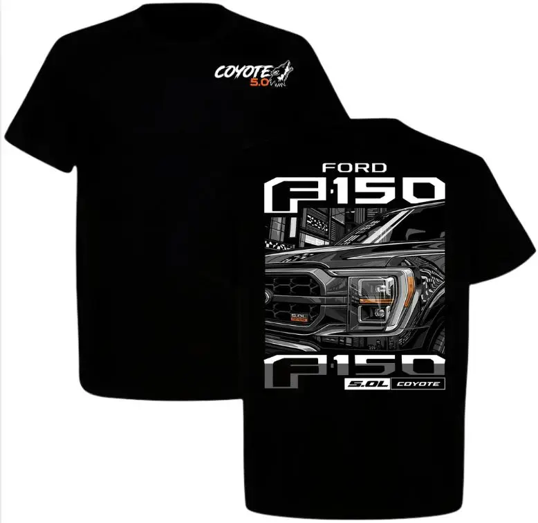 Men's 5.0 Engine Graphic Print T-Shirt - Casual Short Sleeve Cotton Shirt, Gift for Truck Enthusiasts & Gearheads, Tshirt, Top, Shortsleeve, Menswear, Unisex, Graphic Shirts