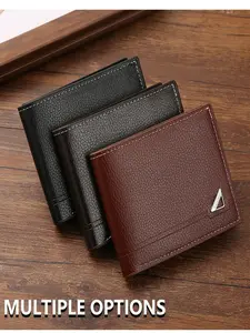 High-Quality Men's Bi-Fold Wallet, Coin Pouch, Cash Clip, Durable Large Capacity, All-Season Plain Design, Long-Lasting, Leather Wallets