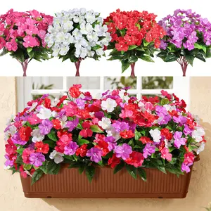 SHareconn Artificial Impatiens Flowers, UV Resistant Faux Silk Spring Flowers for Indoor Outdoor Porch, Patio, Yard & Window Box Decor