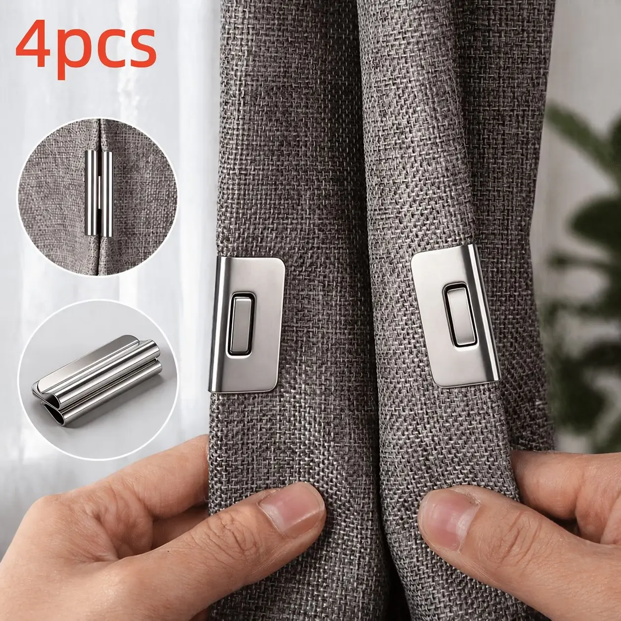 4 Pcs Curtain Clips, Durable Metal Material, Easy Installation, Secure and Long-Lasting, Essential Home Accessories