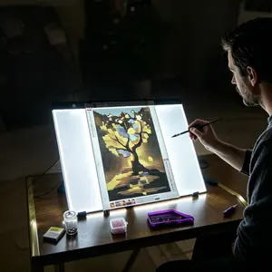 LED light pad A3(40×33.5cm) with stand for diamonfd painting,USB power plug-in led drawing board of three dimming,copy board multi-functional painting supply sets, diamond painting light board, college canvas, modern design