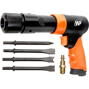 190mm Long Barrel Air Hammer with Quick Change Chisel Retainer and 4- Chisels Set, Pneumatic Tools