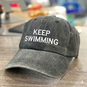 KEEP SWIMMING Embroidered Hat, Swim Arirang Fan Merch Cap, Kpop Fan Concert Washed Cotton Vintage Hat, Concert Gift