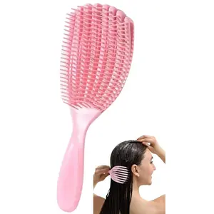 Professional Curved Vented Hair Brush for Afro American African Textured Curly Hair Wet Dry Detangling Massage Comb TPE Material