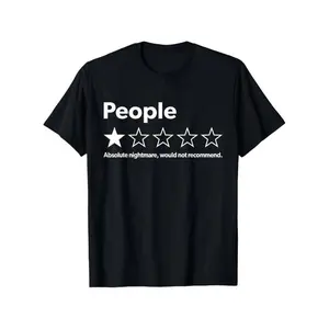 Unisex-Adults T-Shirt - Black, Small - Short Sleeve - Funny Review People One Star: Absolute Nightmare Would Not Recommend, Suitable For Mens & Womens Outdoor T-Shirt, 100%Cotton, S-XXXL graphic Women's Letters-Printed