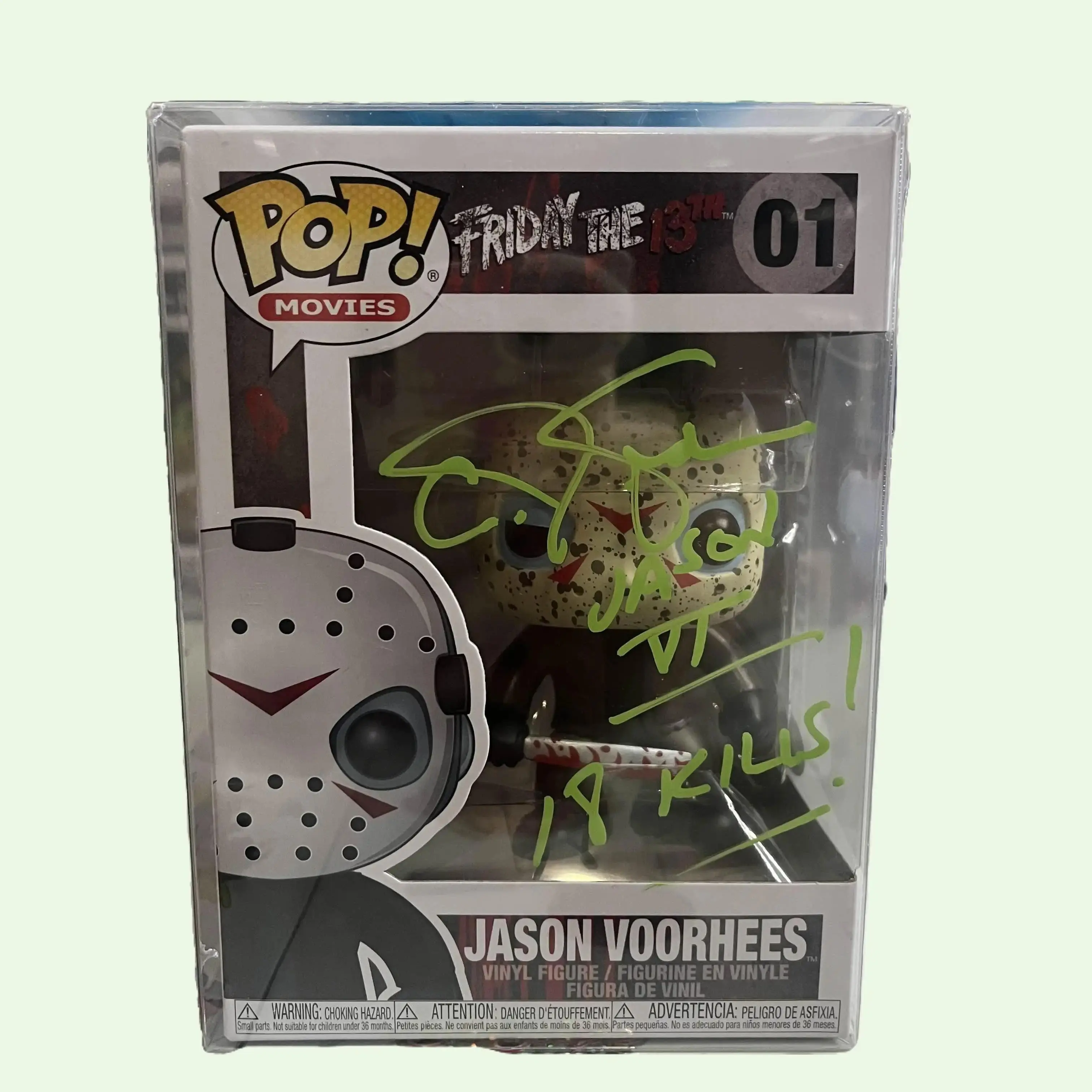 Funko Pop! Autographed Jason Voorhees 01 Signed By CJ Graham GREEN SIGNATURE