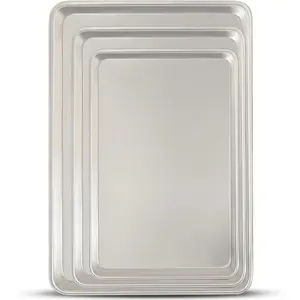 Baking Sheet Pan Set of 3, Commercial Quality  Cookie Sheets for Oven,  Warp Resistant Nonstick Baker's Half/Quarter/Jelly Roll Pans, Thick Cookie Tray Pans for Baking, Roasting