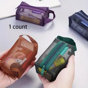 Mesh Outer Layer Cable Storage Bag, Portable Carry-on Pouch for Data Cables & Chargers, Multi-use Travel Dorm Organizer Bag