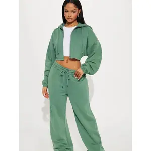 On The Go Fleece Pant Set - Blue/Green Hoodie & Jogger Set for Comfortable Everyday Wear