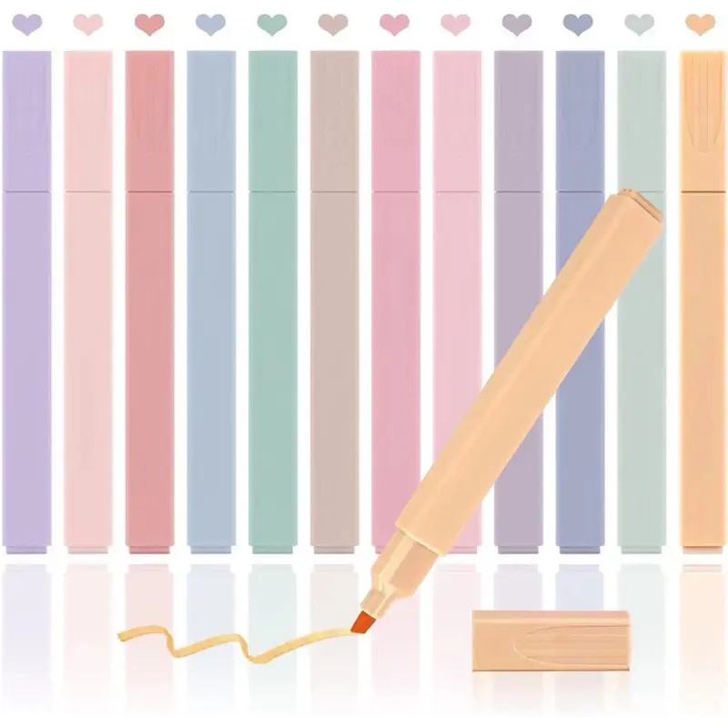 12 Colors Highlighters Pastel Pens Aesthetics Highlighters Cute Highlighter Bible Pens No Bleed With Soft Tip Aesthetics Pens Markers Journaling Highlighters Kawaii Stationary For Students School Office Supplies