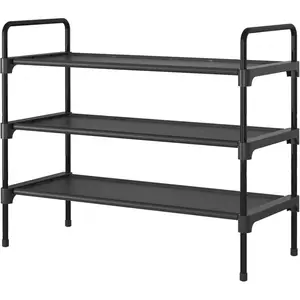 Shoe Rack for Closet, Sturdy Shoe Shelf for Entryway, Space-Saving Shoes Organizer and Storage, 27.6" x 11.8" x 22.6", Black