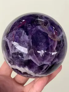 Natural amethyst ball ornament, suitable for daily home, office, and study display, and also a thoughtful gift for family and friends on Christmas, Halloween, and Valentine's Day, Natural Crystal Sphere