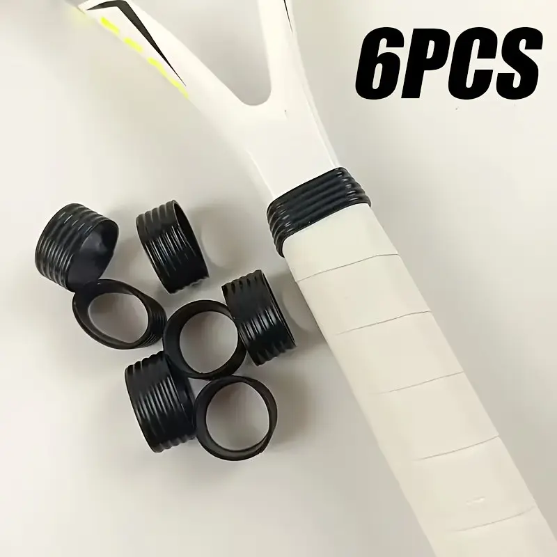 6pcs Silicone Non-Slip Grips, Tennis Racket Seal Rings, Badminton Racket Grip Bands, Durable Elastic Racket Accessories
