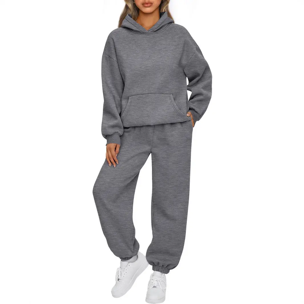 Women's fashion sweatshirt with dropped shoulders, casual sports versatile jogger pants, home pants for women