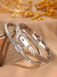 2pcs stylish stainless steel retro inspired bracelet, suitable for party and gathering scenes, a special gift that makes people stand out, Elegant Minimalist Bangle