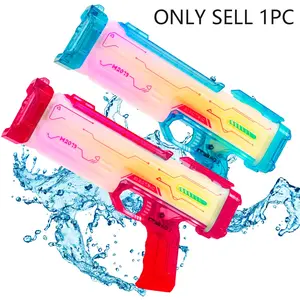 LED Electric Toy Water Gun, Half Transparent Handle, Bright Blue &, Sound Effect, 350ML Capacity, Pool Party, Beach Vacation, Outdoor Play