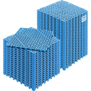 VEVOR Interlocking Tile 50PCS Blue, Drainage Tiles 12" x 12" Splicing, Soft PVC Interlocking Drainage Floor Tiles, Non-Slip Drainage Holes for Restroom, Bathroom, Kitchen, Pool, Wet Areas