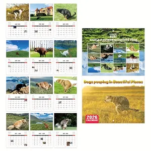2026 Funny Grass Dog Calendar, Wall Calendar Planner, Humorous Office Prank & Home Decor, Perfect Gift for Dog Lovers, Daily Planning Tool, Fun Design