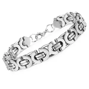 Mens Bracelet Flat Byzantine Stainless Steel Chains Bracelet for Men Fashion Jewelry Gift