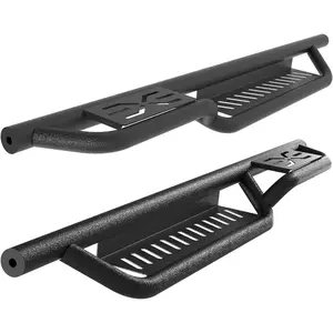Running Boards w/Two Stairs Design All-Steel Build, Bolt-on Side Steps Compatible with 1997-2006 Wrangler TJ 2 Door, Black Powder Coated Nerf Bar