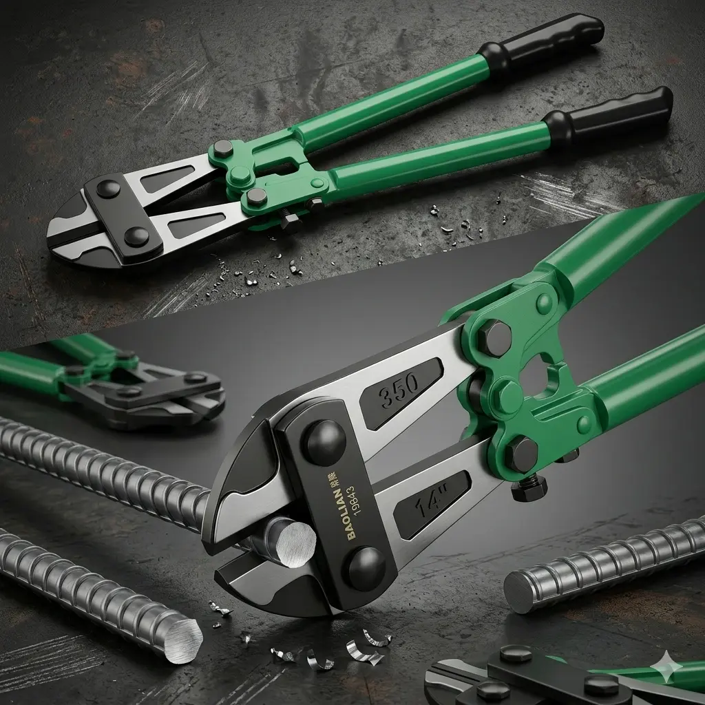 14" (350mm) High-Leverage Series C-RV Steel Adjustable Bolt Cutter, Forged Heavy Duty, Jaw Adjustment, Ergonomic Non-Slip Grips, Max Cutting Capacity for Rebar, Ideal for Construction Tools