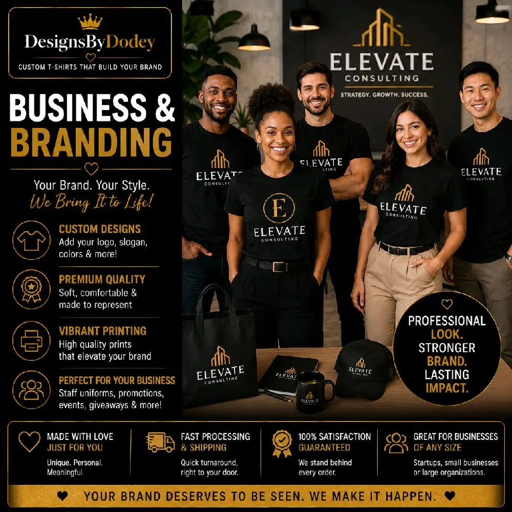Custom Business Logo T-Shirt – Personalized Company Shirt with Logo or Text, Employee Uniform, Staff Team and Small Business Branding Tee