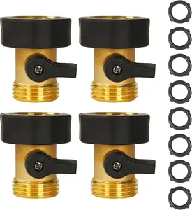 Garden Hose Shut Off Valve, 4 Pack Heavy Duty 3/4 Inch Solid Garden Hose Shut Off Valve with 8 Extra Rubber Washers