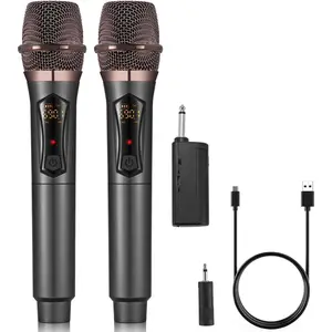 Microphones, Metal Dynamic Microphone System with Rechargeable Receiver, 50H Duration, 200ft Range, Microphone for Karaoke Singing, Wedding, DJ, Party, Speech, Church