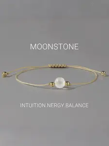 Moonstone Beaded Bracelet, Boho Stone Bracelet, Fashionable Braided Bracelet for Women & Girls, Trendy All-match & Exquisite Jewelry for Birthday Gift, High Quality Bracelet, Moonstone Crystals