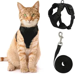 Cat Harness and Leash for Walking, Escape Proof Soft Breathable Adjustable Vest Harnesses for Cats, for Cats Small Dogs Bunny (S, Black)