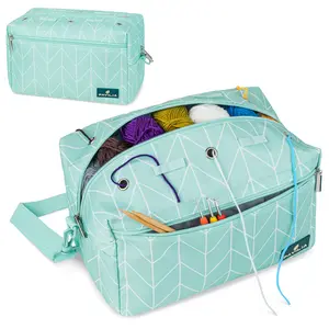 PAVILIA Yarn Bag Knitting Crochet Bag Organizer, Yarn Bags For Crocheting On The Go, Yarn Storage Project Bag for Crochet Knitting Accessories, Gifts For Crocheter Knitter